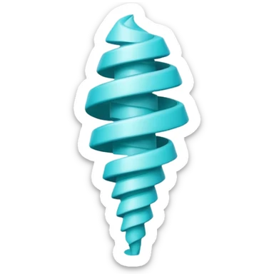 Tiny compressed Stylized turquoise tornado symbol inside a pastel white gradient square icon sticker