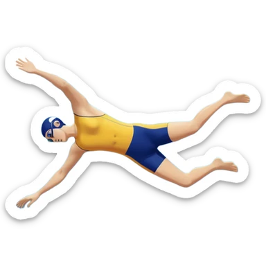 Create a clean emoji of a swimmer diving into a swimming pool, side view (profile view), body fully extended forward, arms straight ahead, legs together, water splash where the swimmer is about to enter. Flat design, bright colors, minimal details, emoji style sticker
