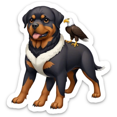 Rottweiler dog with a bald eagle on back sticker