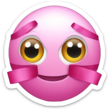 pink ball with eyes and big ribbon sticker