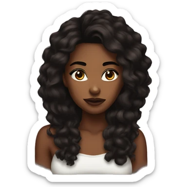 Baddie emoji brown skin dark hair sticker