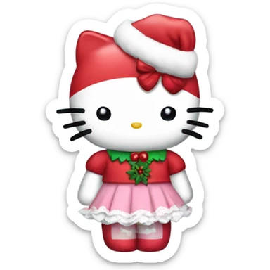 Hello kitty with a Christmas dress sticker