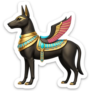 Ancient style saddled four-legged statue casually adorned anubis canine casually posed  sticker