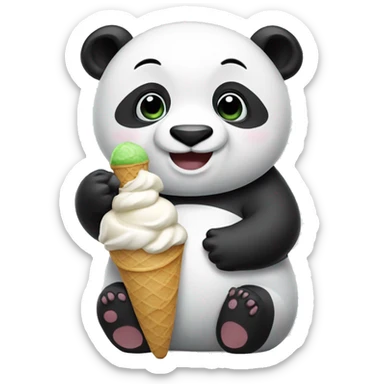 Panda eating ice cream sticker