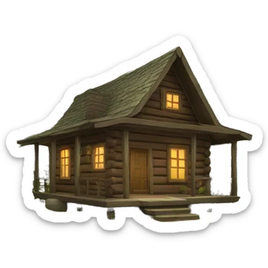 Cabin in woods sticker