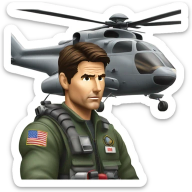 tom cruise flying a helicopter sticker