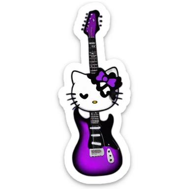 hello kitty emo rockstar headphone guitar black purple sticker