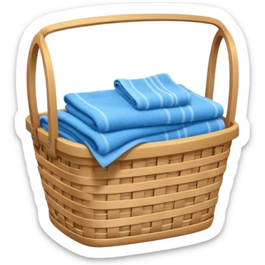 laundry basket with blue towels sticker
