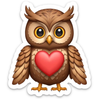 Owl holding hearts sticker