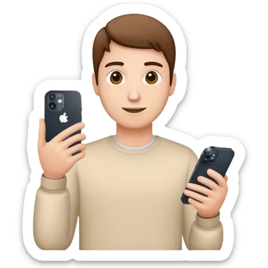 holding an iphone 12 in one hand sticker