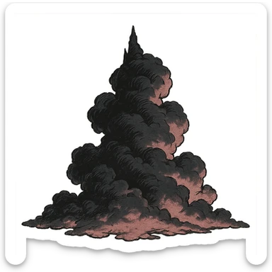 gothic cloud, black and pink, ghibli style sticker