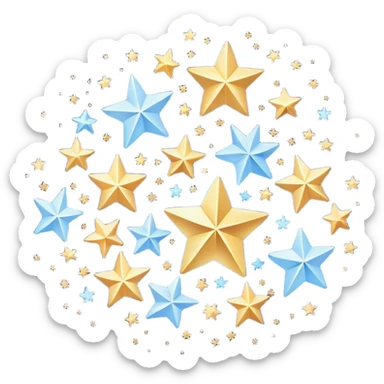 A cluster of sparkling stars scattered across a dark night sky, glowing softly with a mix of different sizes and brightness, creating a magical and enchanting atmosphere sticker