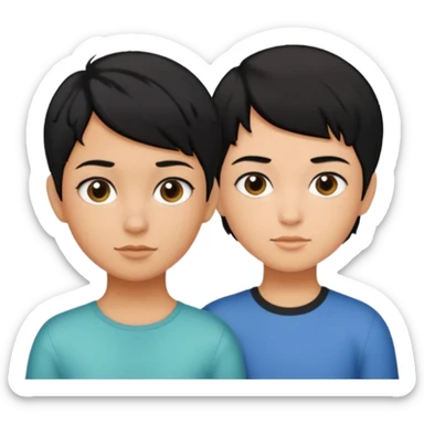 tanned skin, black haired, sibling mermaids, one with short hair and the other with pixie cut  sticker