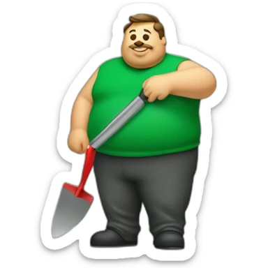 Fat man red green clothes trowel sticker