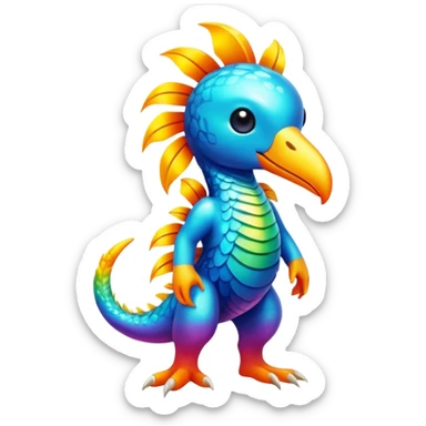 Abstract elemental colorful shiny exotic tropical La Creatura Fakémon full body sticker