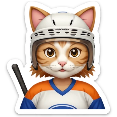female cat hockey player sticker