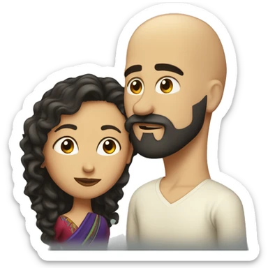 White Man bald with dark beard kissing Mexican woman with long dark curly hair sticker