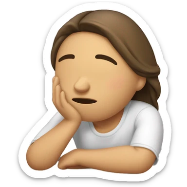 mujer castaña piel blanca durmiendo llorando sticker