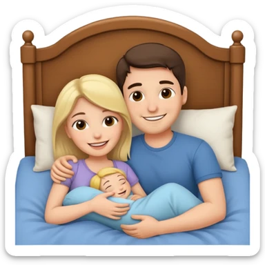 A couple cuddling in bed sticker