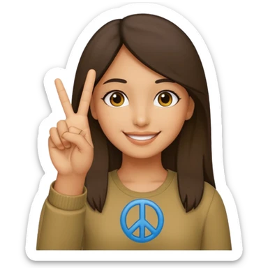 smiling girl with peace sign\ sticker