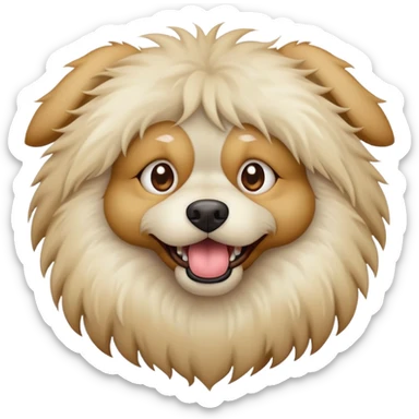 Ugly crazy fluffy dog light tan colored sticker
