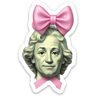 Money with pink bow sticker