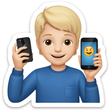happy child with phone in hand sticker