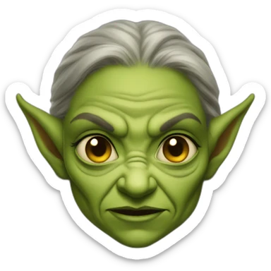 female goblin wrinkles evil sticker