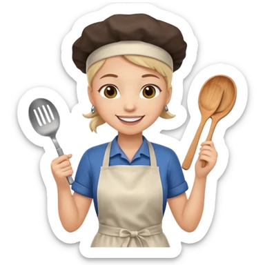 Cafe staf with cooking sticker