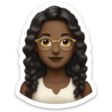 Girl with gold wire glasses and medium length dark brown hair  sticker