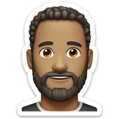 Man with curl hair low taper style and astatic beard, brown eyes, white skin color sticker