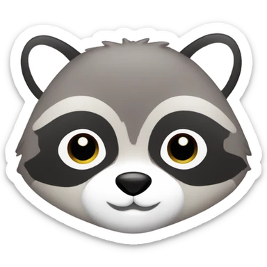 Pink raccoon, round face, round eyes, no mouth, raccoon pattern, cute, Sanrio style sticker