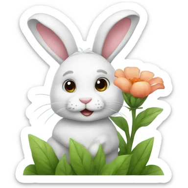 Bunny with a flower sticker