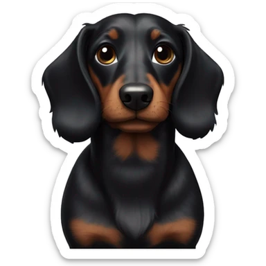 Fluffy black wiener dog sticker