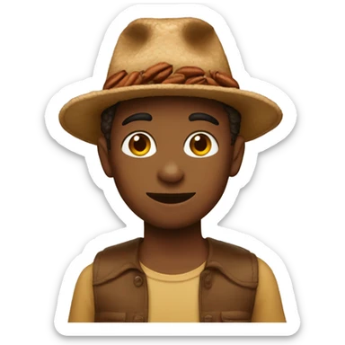 Boy with pecan hat  sticker