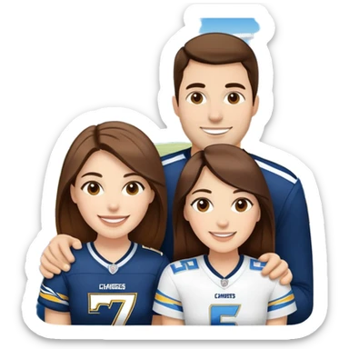 smiling at chargers game brunette hair but white skin. They are girlfriend and boyfriend  sticker