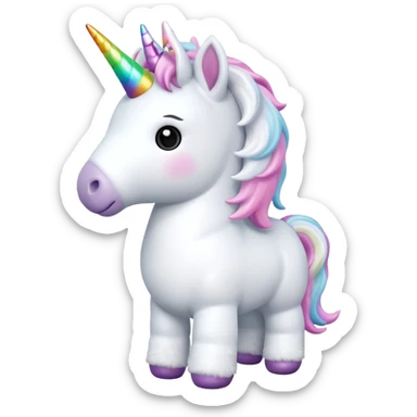 white unicorn toy facing towards camera full body sticker