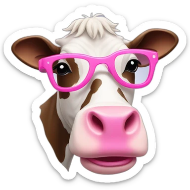 À cow with pink glasses and pink shoes sticker