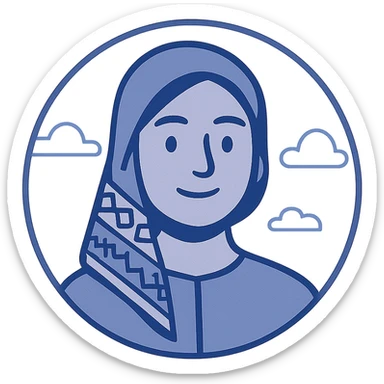 modern digital avatar of an Algerian person neutral gender, friendly expression, clean minimalist cartoonish style, subtle Algerian elements or traditional patterns integrated in a tech-inspired way, inside a circular frame with a smooth glowing effect, suitable for profile assignment, square format sticker