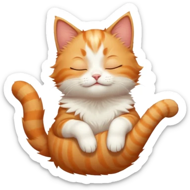 ginger and white small cat in funny positions upside down with eyes closed sticker