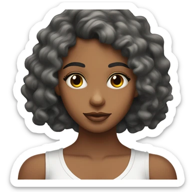 Joven de piel morena, ojos de color negro y cabello rizado sticker