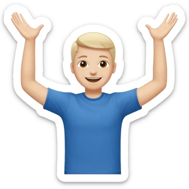 person raising both arms spread apart sticker