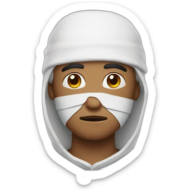 MAN covered IN BANDAGES sad expression sticker