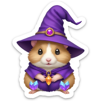 cute hamster wearing a small purple witch hat sticker