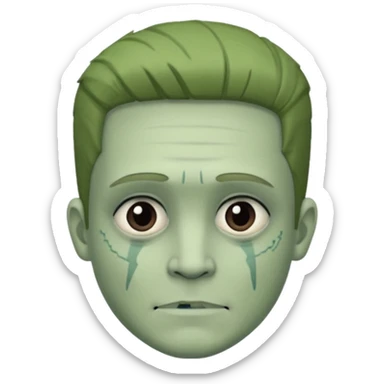 Frankie stein monster high doll boy with 5-o-clock shadow , pale white-green skin, face stiches  sticker