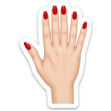 A woman's hand with red nail polish sticker