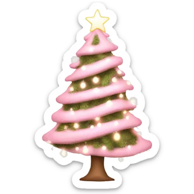 baby pink christmas tree with lights  sticker