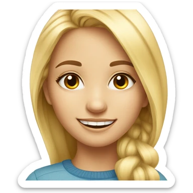 smiling blonde girl indoors with long eyelashes sticker