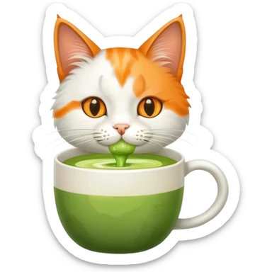 A cat drink matcha sticker