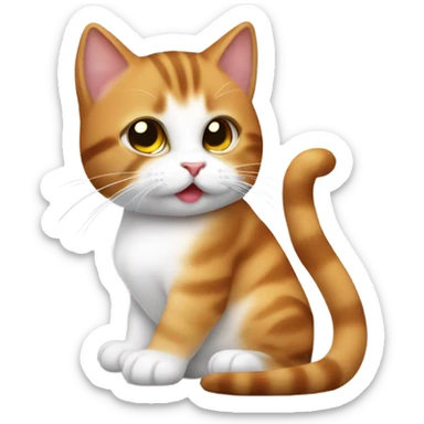 gatito marrón bebé tomado de la mano con gatita blanca bebé  sticker